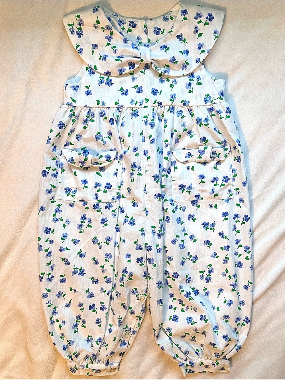 Vintage Petites Poupees Louise Theoret Floral Longall Jumpsuit Romper 24M Baby